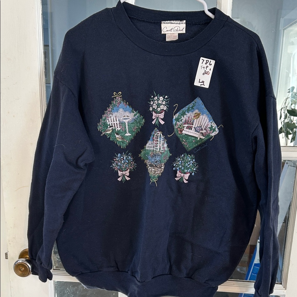 786.   Navy Blue Graphic Sweatshirt